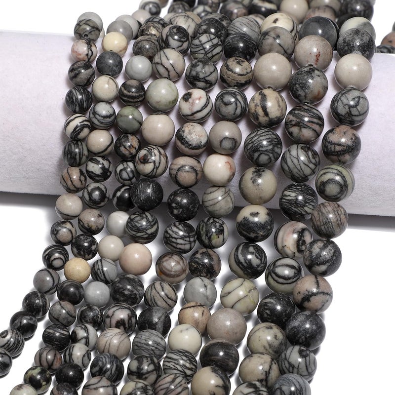 Yochus 45pcs Spider Web Beadsï¼Œ8mm Healing Power Natural Stone Round Loose Beads for Jewelry Making Earring Necklace DIY Crafts - Image 3